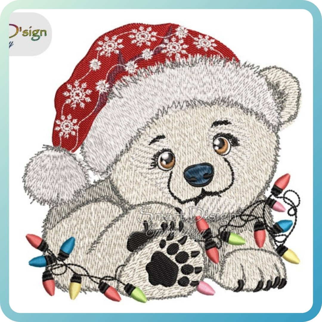 EISBÄR MIT WEIHNACHTSLICHTERN