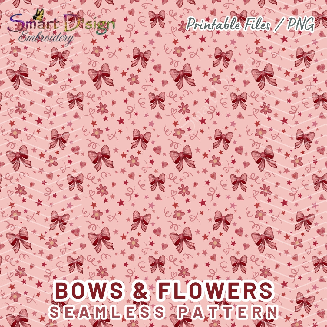BOWS & FLOWERS Seamless Pattern