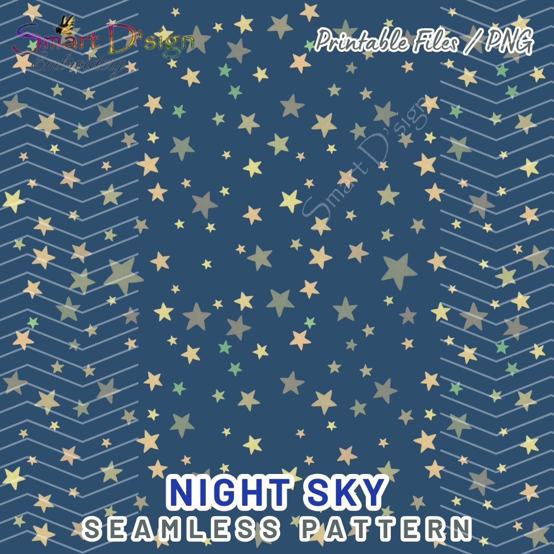 NIGHT SKY STARS Seamless Pattern
