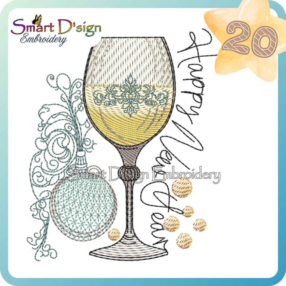 Happy New Year Champagner Glas