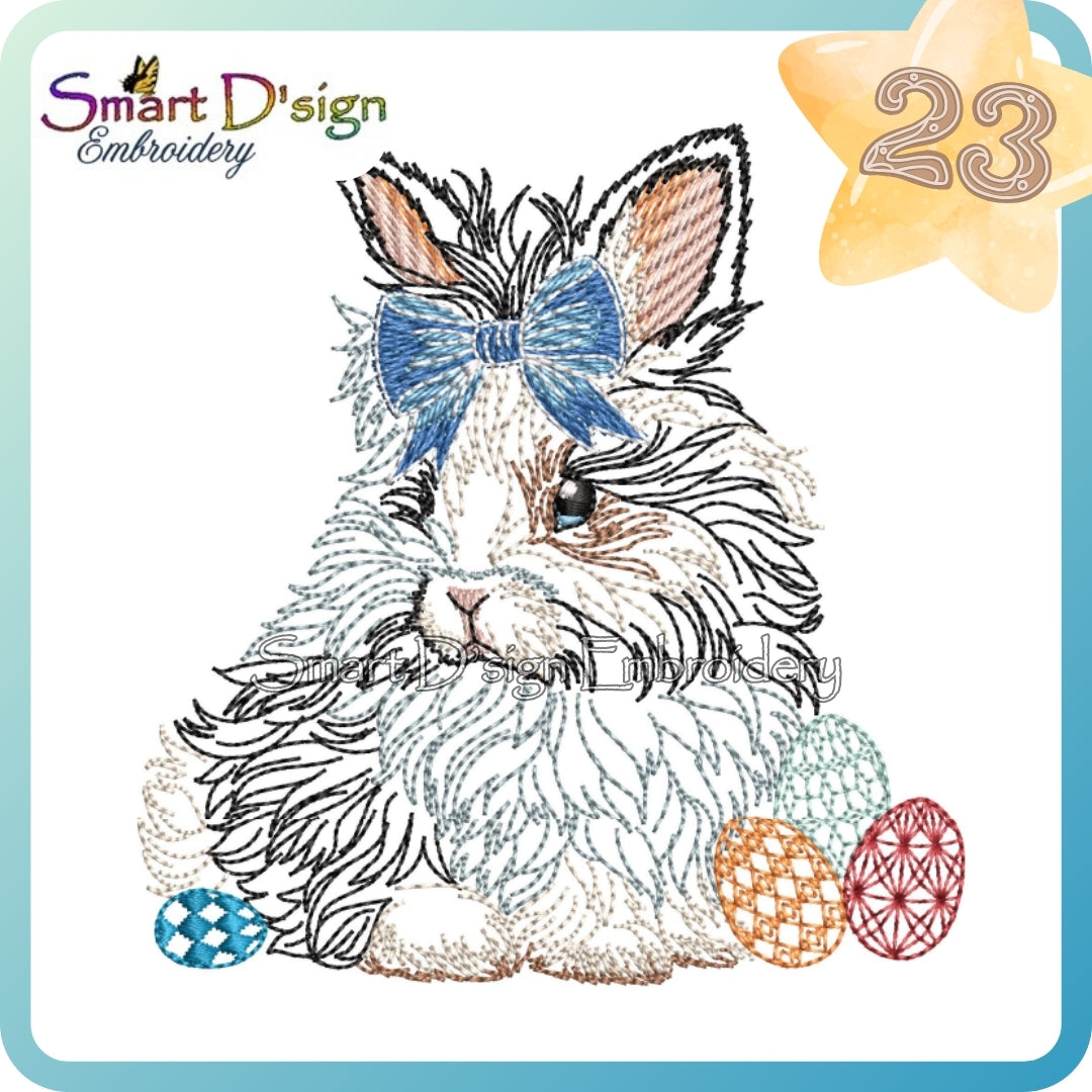 Cute Easter Bunny – Colour Line Art