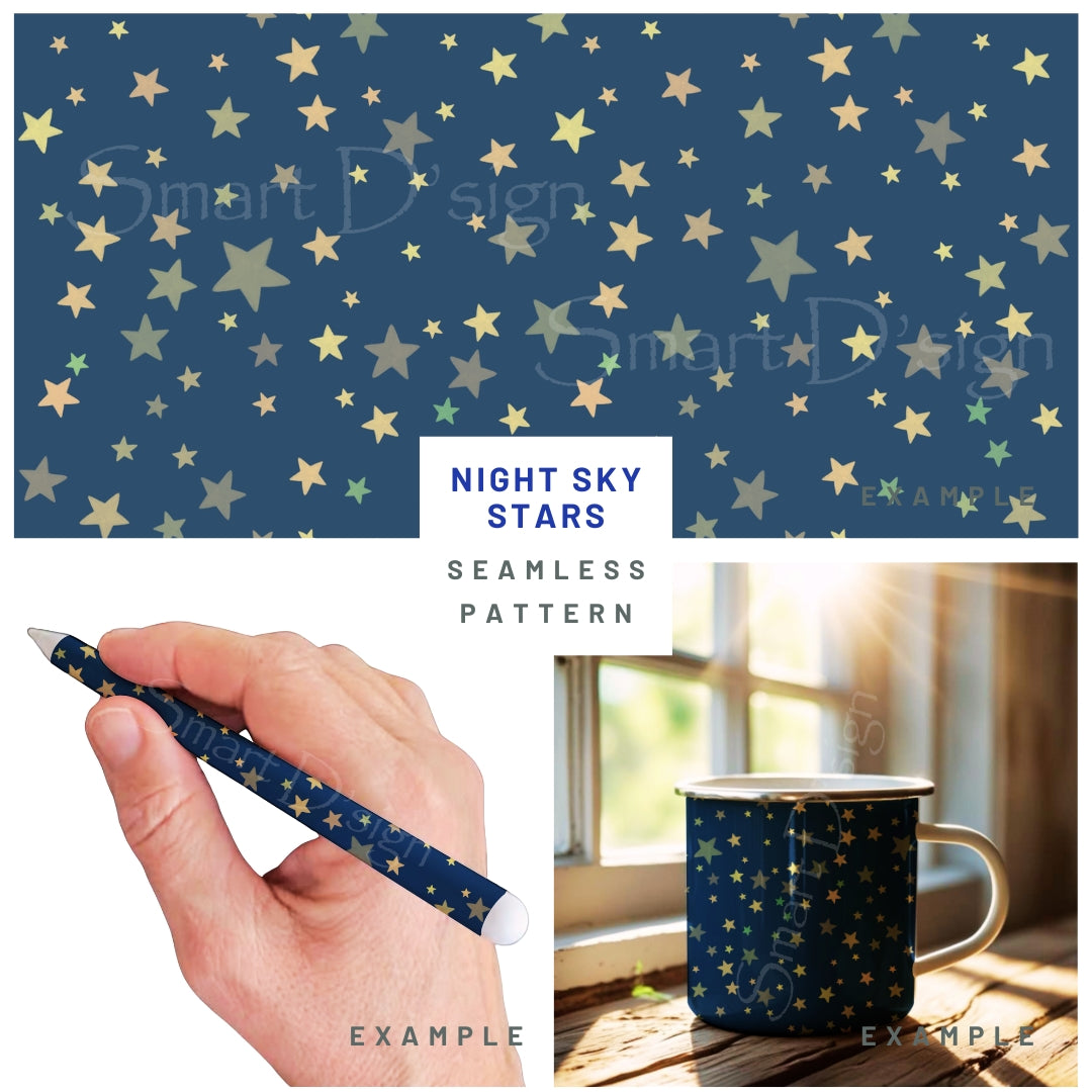 NIGHT SKY STARS Seamless Pattern