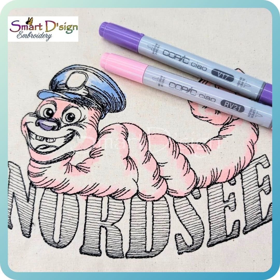 Lugworm Sketch Embroidery Design – NORDSEE Lettering (North Sea)