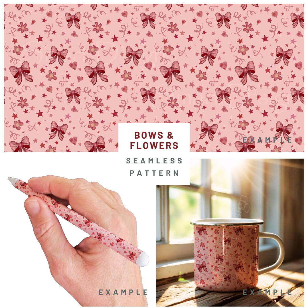 BOWS & FLOWERS Seamless Pattern