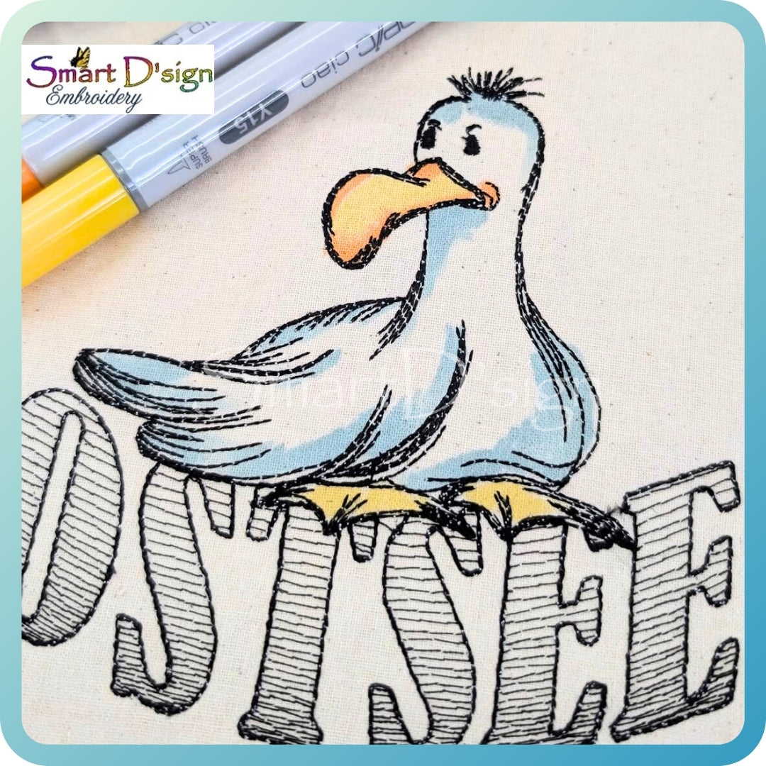 Seagull Sketch Embroidery Design – OSTSEE Lettering