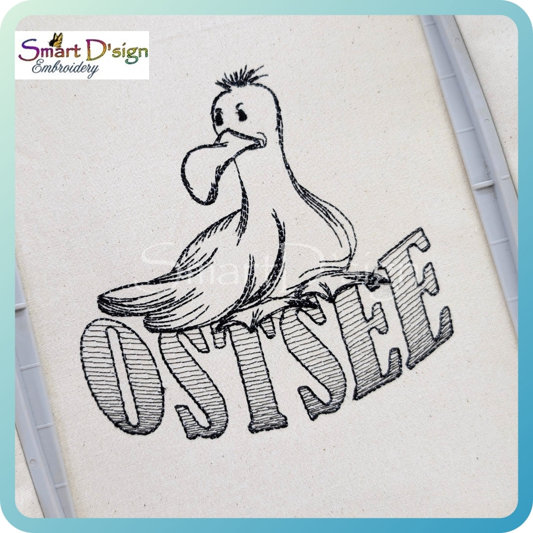 Seagull Sketch Embroidery Design – OSTSEE Lettering
