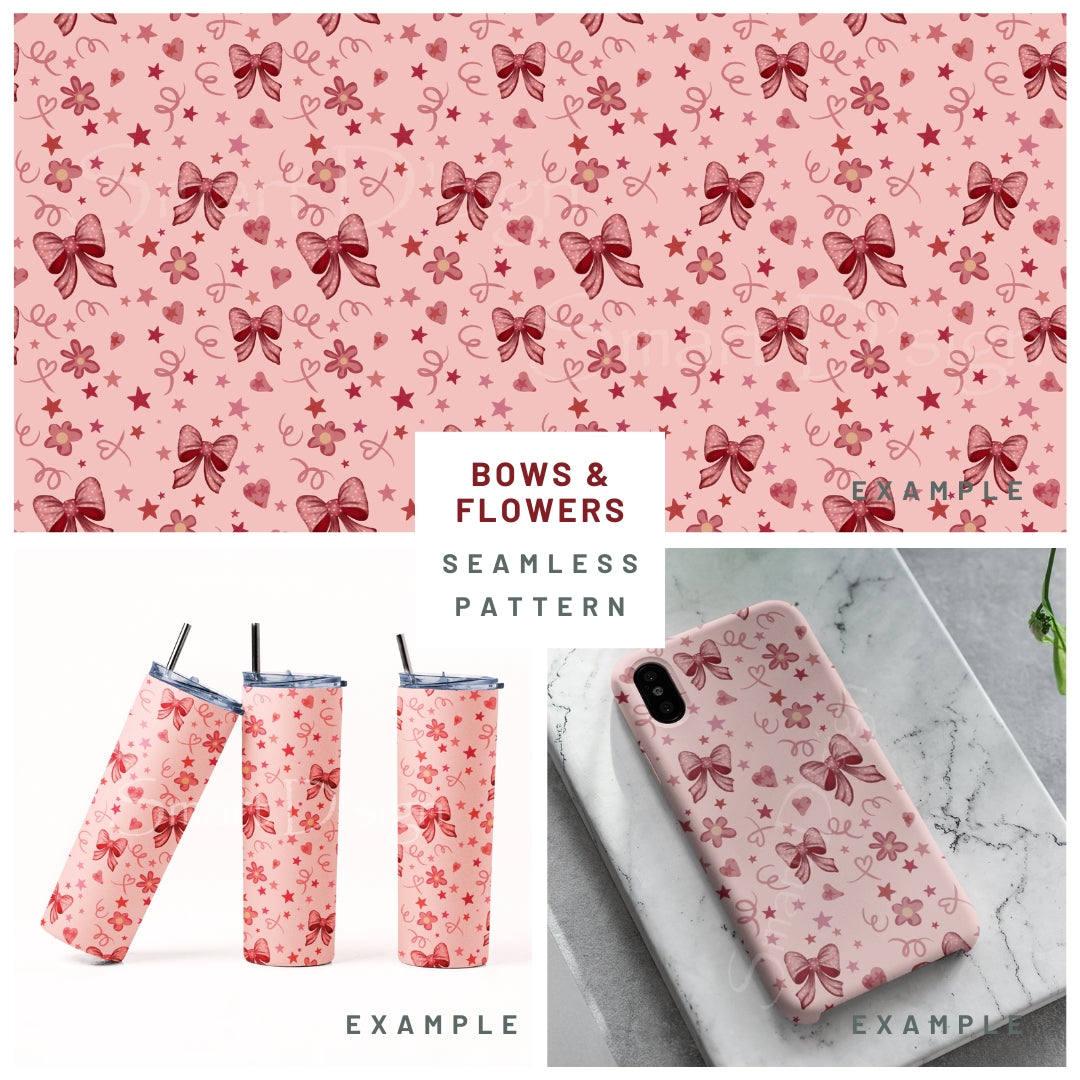 BOWS & FLOWERS Seamless Pattern