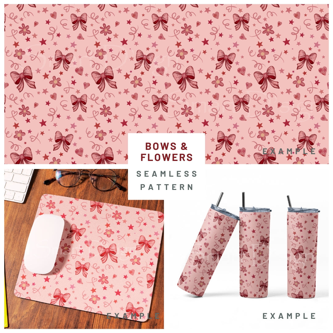 BOWS & FLOWERS Seamless Pattern