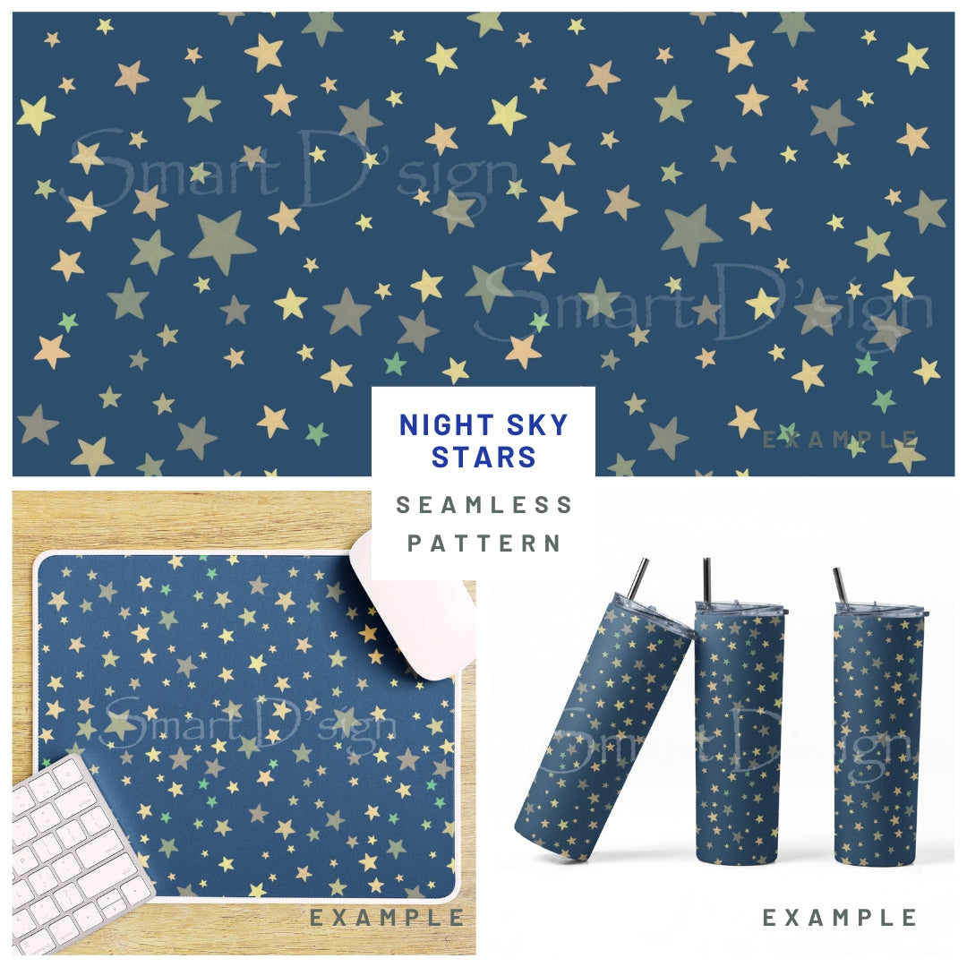 NIGHT SKY STARS Seamless Pattern