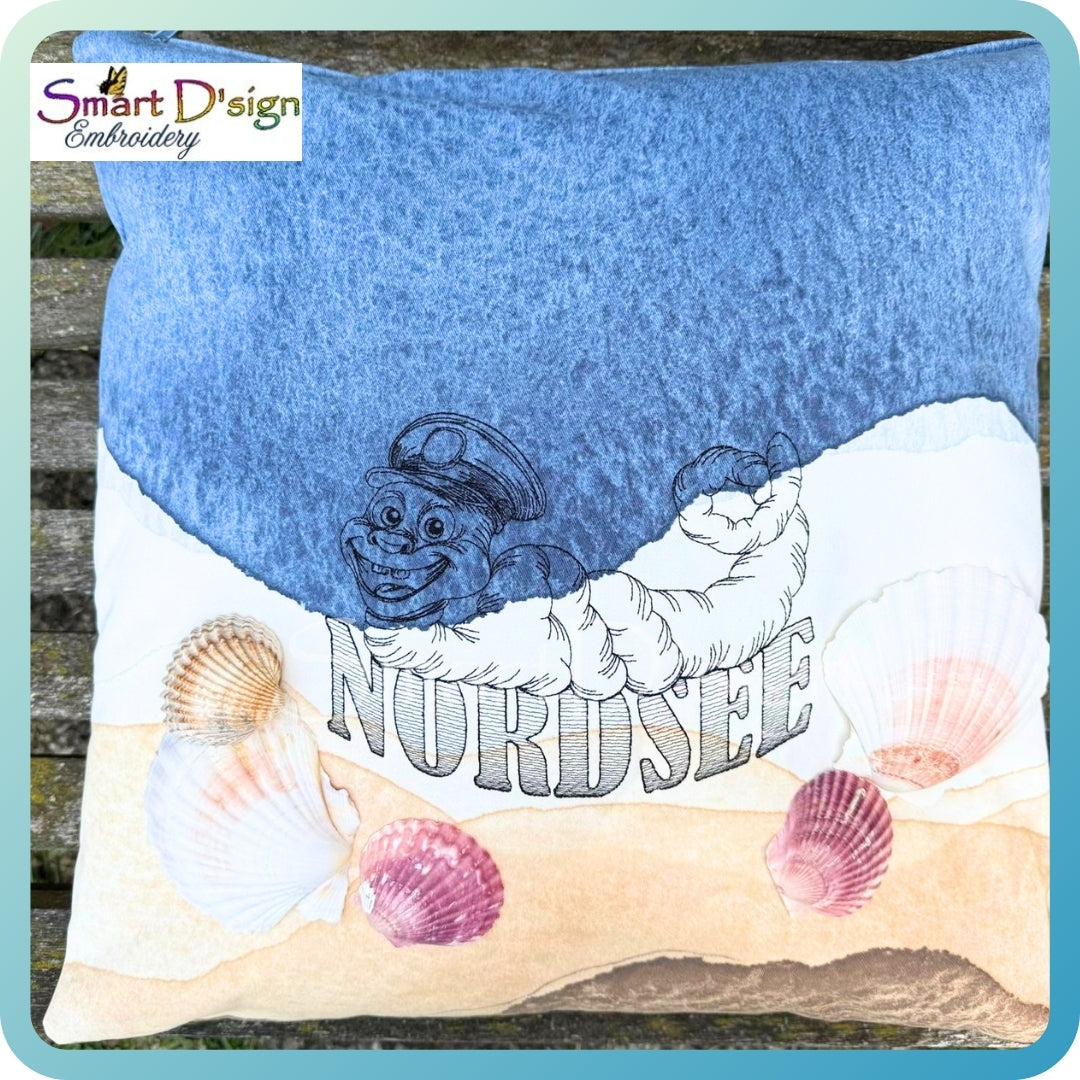 Lugworm Sketch Embroidery Design – NORDSEE Lettering (North Sea)