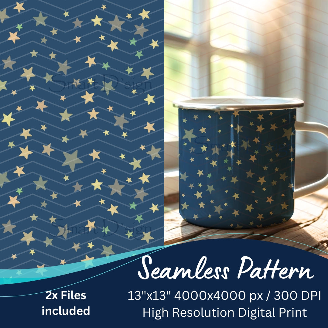 NIGHT SKY STARS Seamless Pattern
