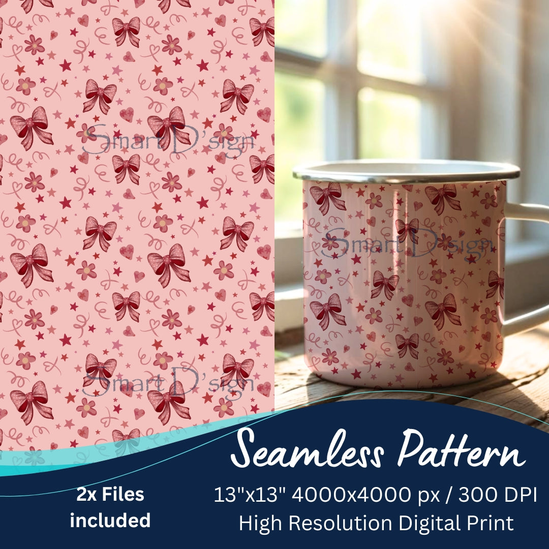 BOWS & FLOWERS Seamless Pattern