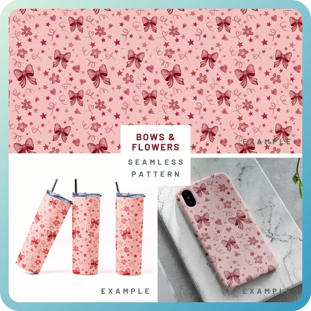 BOWS & FLOWERS Seamless Pattern