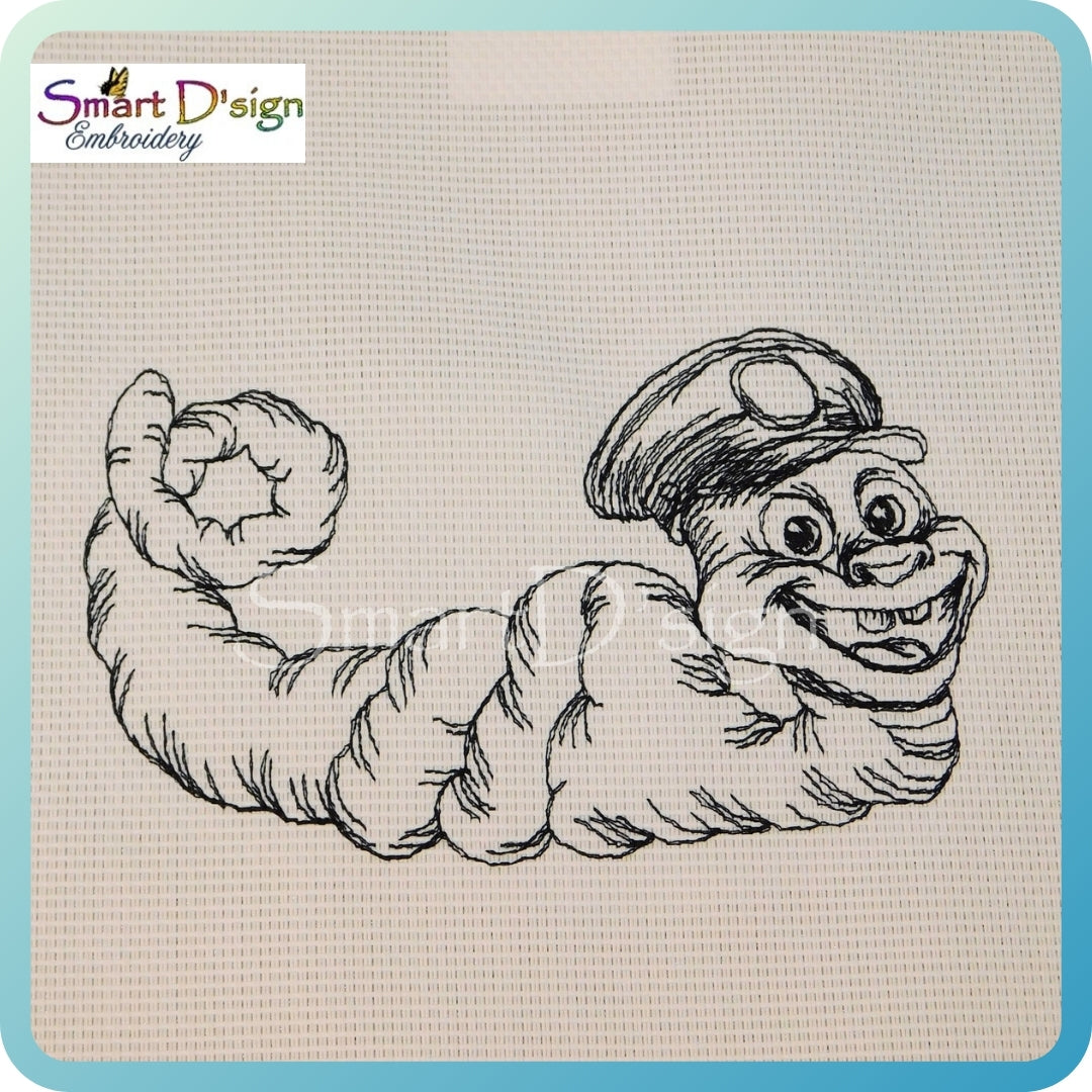 Lugworm Sketch Embroidery Design – NORDSEE Lettering (North Sea)