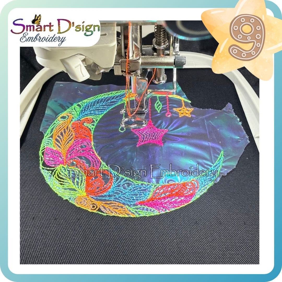 Feathery Moon (Colourful Line Art)