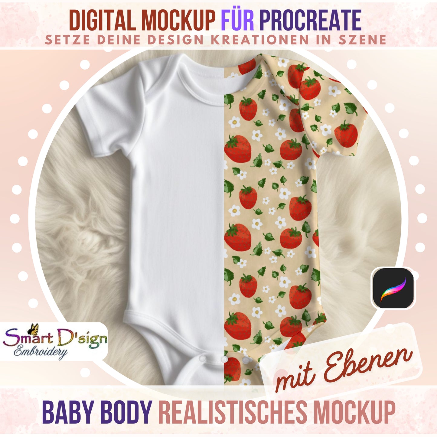BABY BODYSUIT ONESIE MOCKUP for PROCREATE / iPad