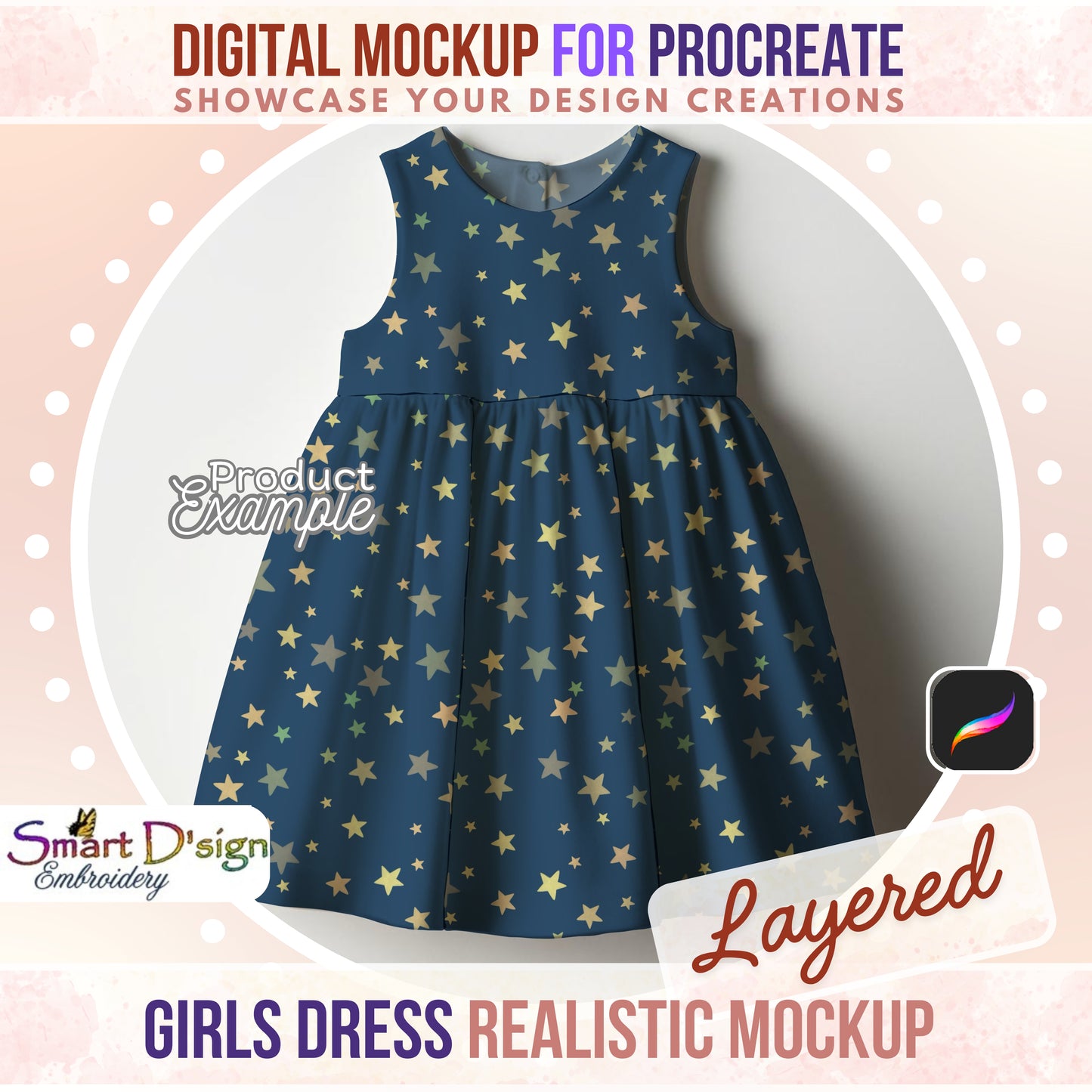 GIRL TODDLER SUMMER DRESS MOCKUP for PROCREATE / iPad