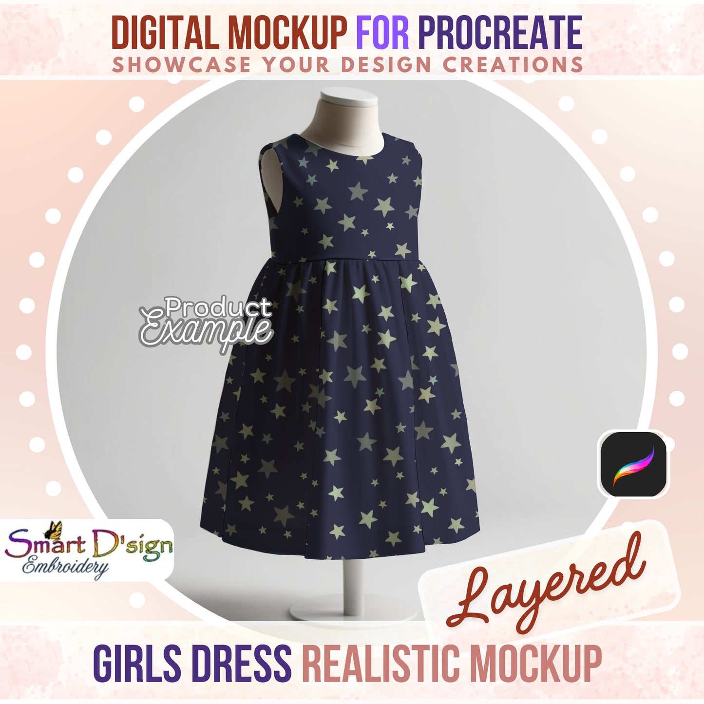 GIRL TODDLER BEACH DRESS MOCKUP for PROCREATE / iPad
