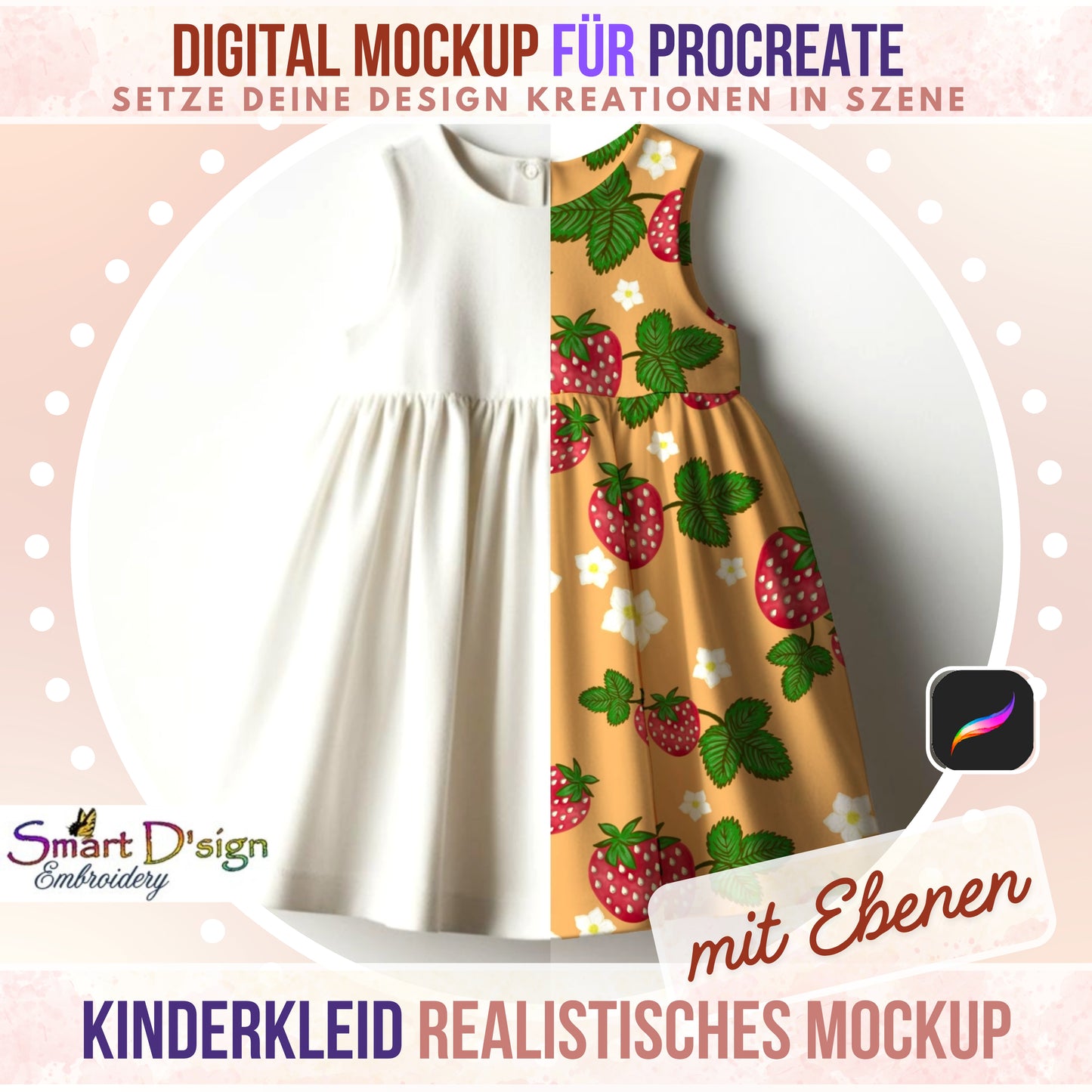 GIRL TODDLER SUMMER DRESS MOCKUP for PROCREATE / iPad