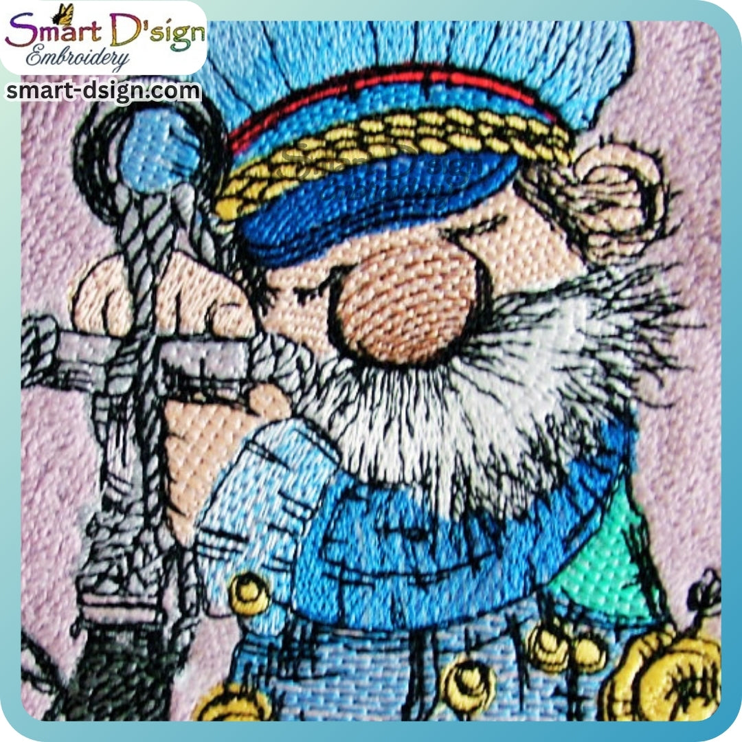 Capt'n Anchor Maritime Doodle Embroidery Design