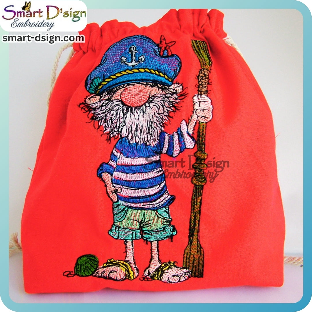 Kapitän Barfuß – Maritime Doodle Stickdatei