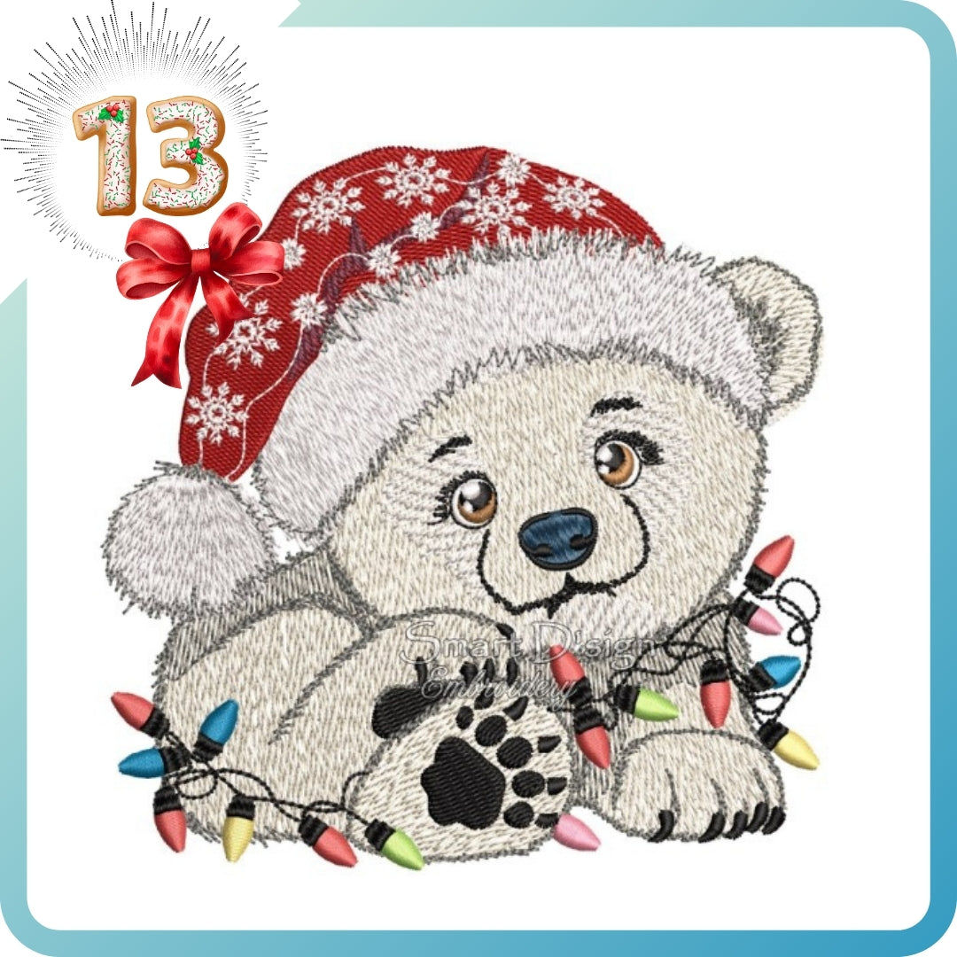 EISBÄR MIT WEIHNACHTSLICHTERN