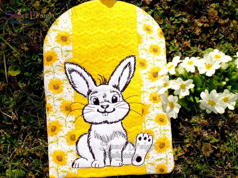 ITH Patchwork Potholder CUTE LITTLE BUNNY #1 Doodle Applique