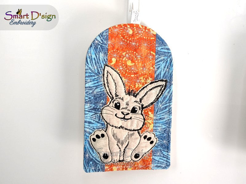 ITH Patchwork Potholder CUTE LITTLE BUNNY #2 Doodle Applique