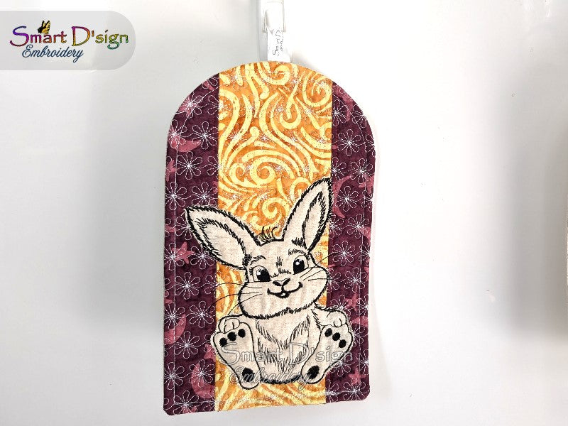 ITH Patchwork Potholder CUTE LITTLE BUNNY #3 Doodle Applique