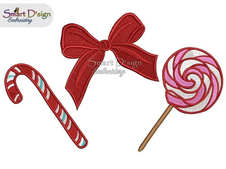 CHRISTMAS CANE, BOW and LOLLIPOP