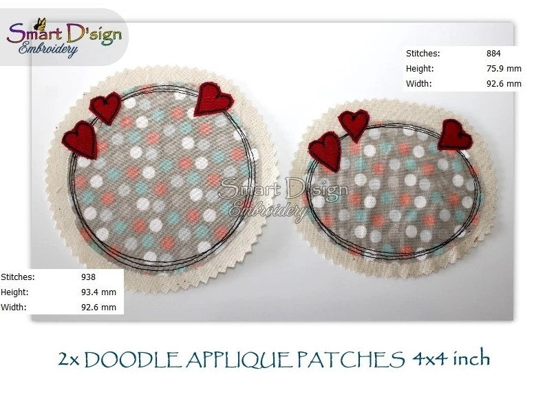 HERZEN DOODLE APPLIKATIONEN PATCHES