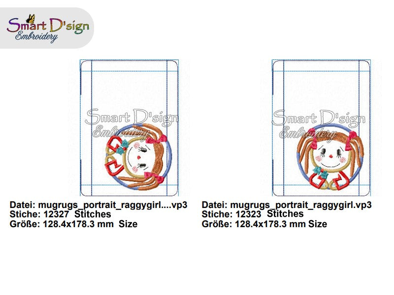 2x ITH WINTER MUG RUG CHRISTMAS GIRL