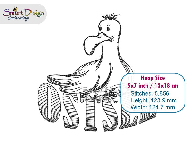 Seagull Sketch Embroidery Design – OSTSEE Lettering
