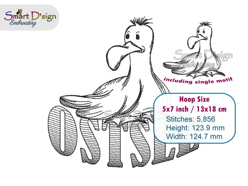 Seagull Sketch Embroidery Design – OSTSEE Lettering