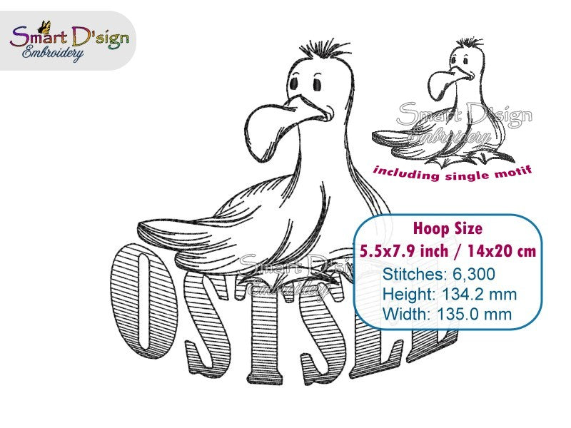 Seagull Sketch Embroidery Design – OSTSEE Lettering