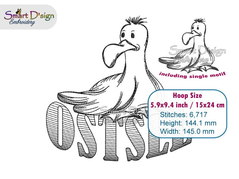 Seagull Sketch Embroidery Design – OSTSEE Lettering