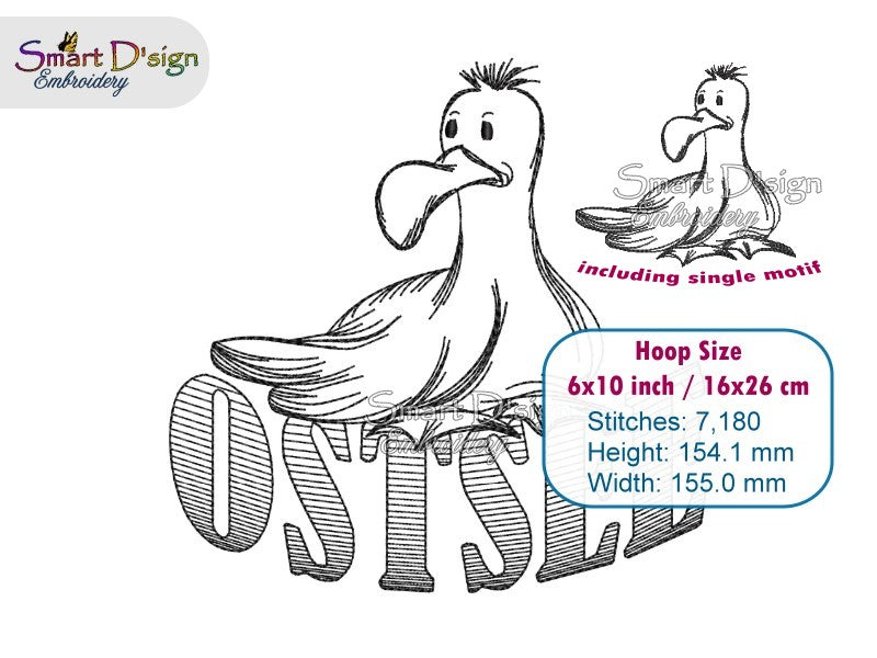 Seagull Sketch Embroidery Design – OSTSEE Lettering