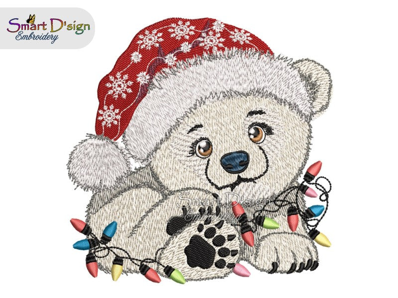 EISBÄR MIT WEIHNACHTSLICHTERN