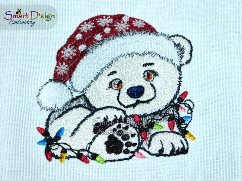 EISBÄR MIT WEIHNACHTSLICHTERN