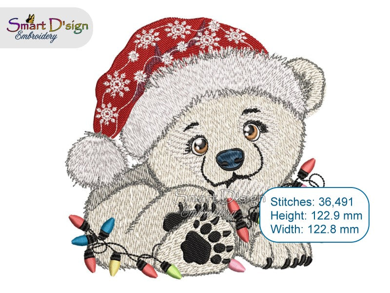 EISBÄR MIT WEIHNACHTSLICHTERN