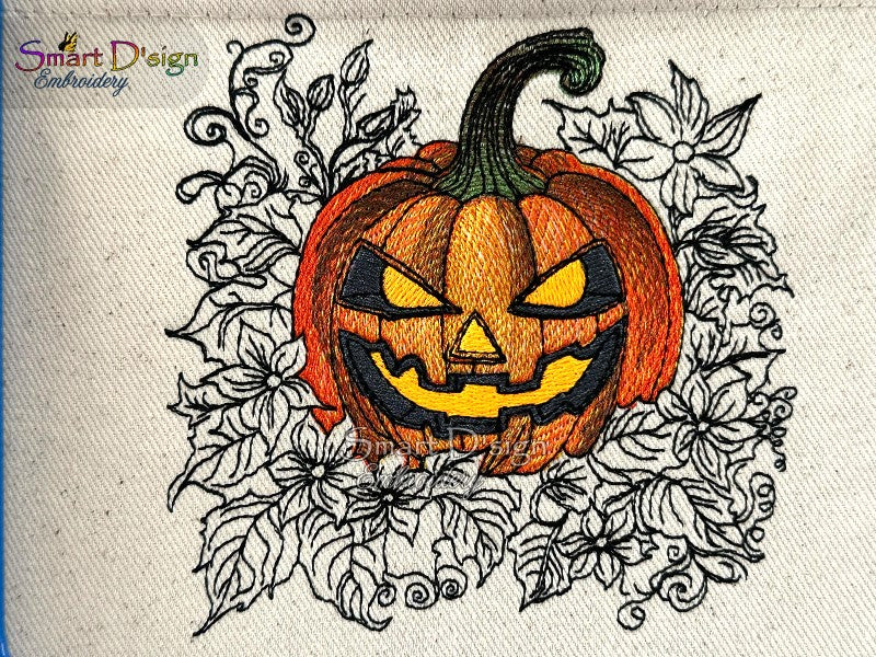 HALLOWEEN KÜRBIS mit Blättern