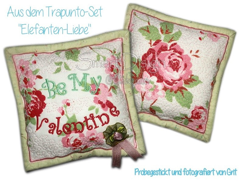 ELEPHANT LOVE - TRAPUNTO Embossed QUILT BLOCKS