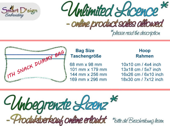 LIZENZ für BLANKO ITH FUTTER DUMMIE TASCHEN