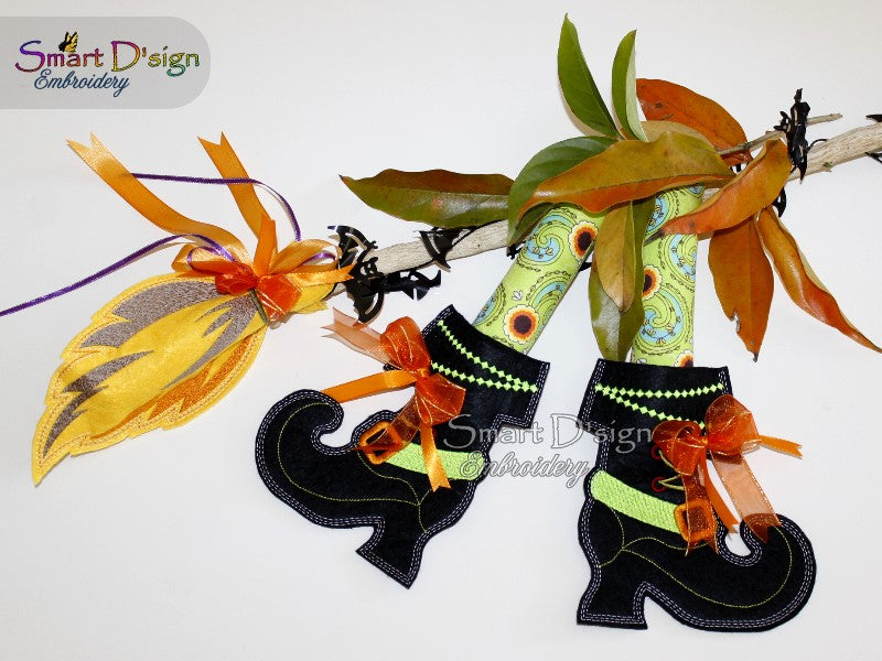 ITH WITCH LEGS - BOOTS & BROOM Halloween