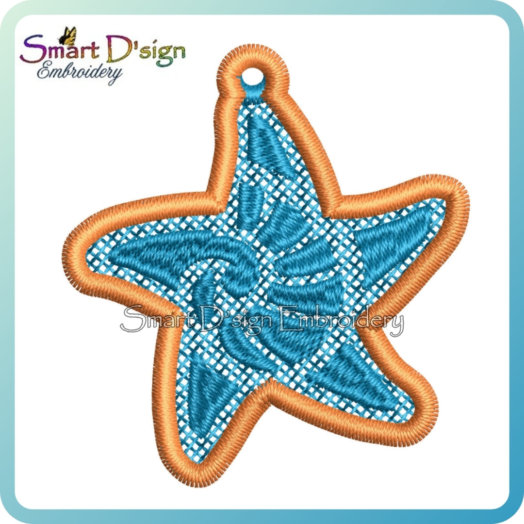 FSL Starfish Earrings (Two-Colour) – Smart D'sign Embroidery