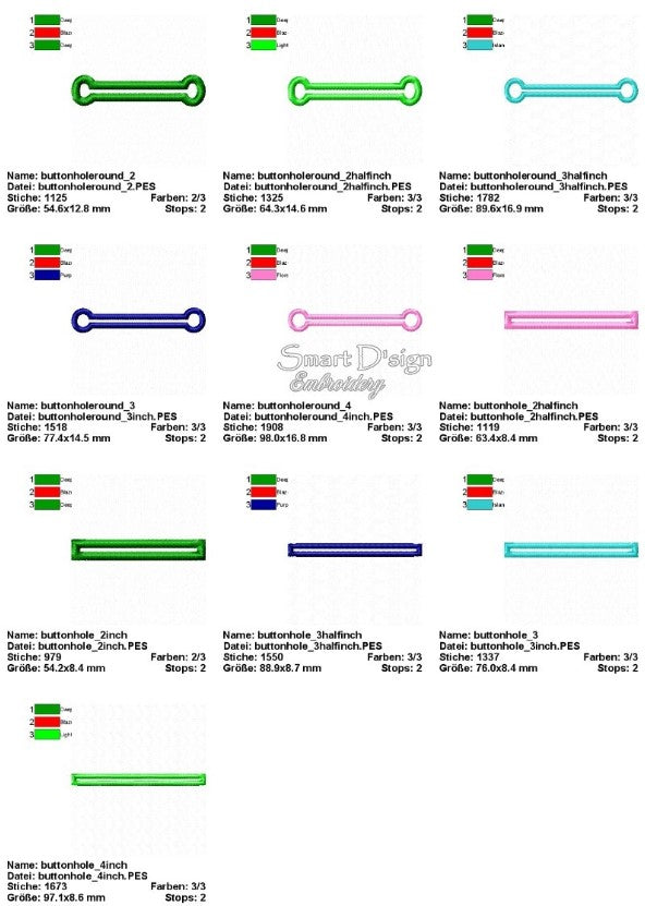 Machine Applique Rugged Sign Design 10 BUTTON HOLE APPLIQUES Machine Embroidery Design – Smart D'sign ...