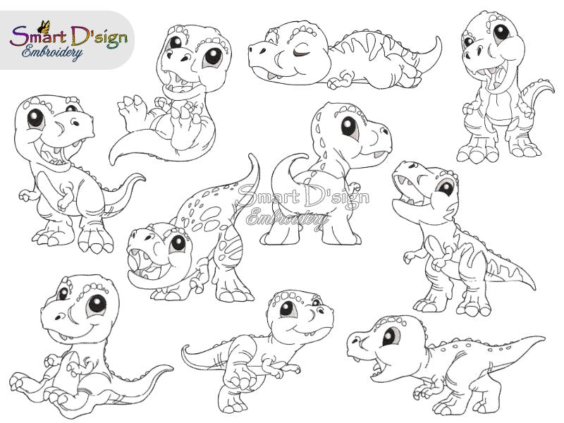 10 Cute T-Rex Dinosaur Applique Ma