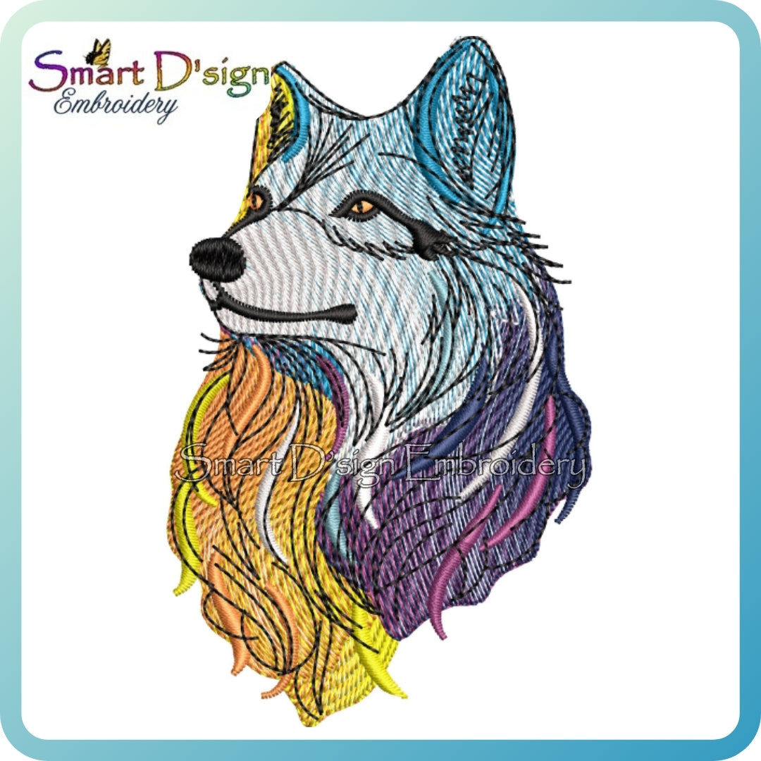 Kosmischer Farbenfroher Wolf