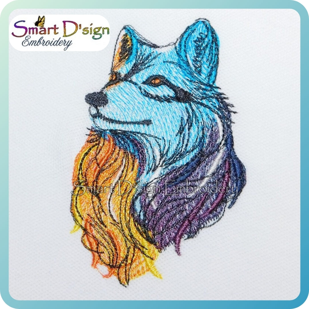 Kosmischer Farbenfroher Wolf