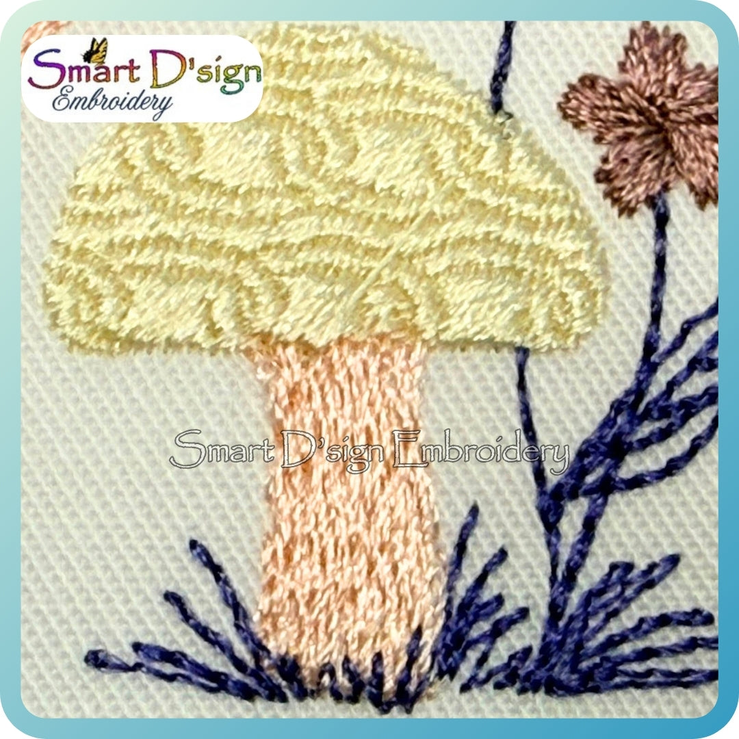 Herbstvogel mit Blumen und Beeren